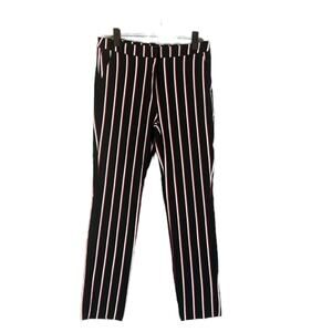 Mango Black, Red & White Striped Viscose Blend Career Fitted Pants Women Sz 6